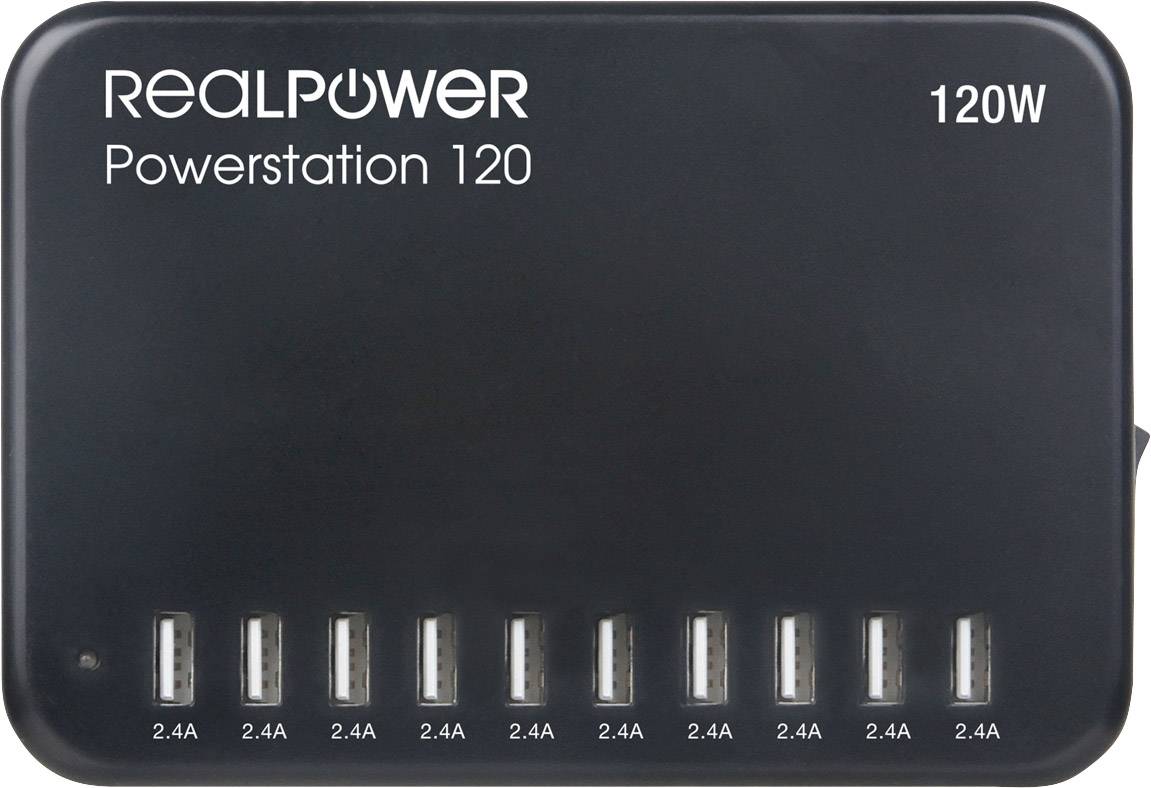 RealPower Ladestation Power Station 120 120W 10xUSB-A - 321132