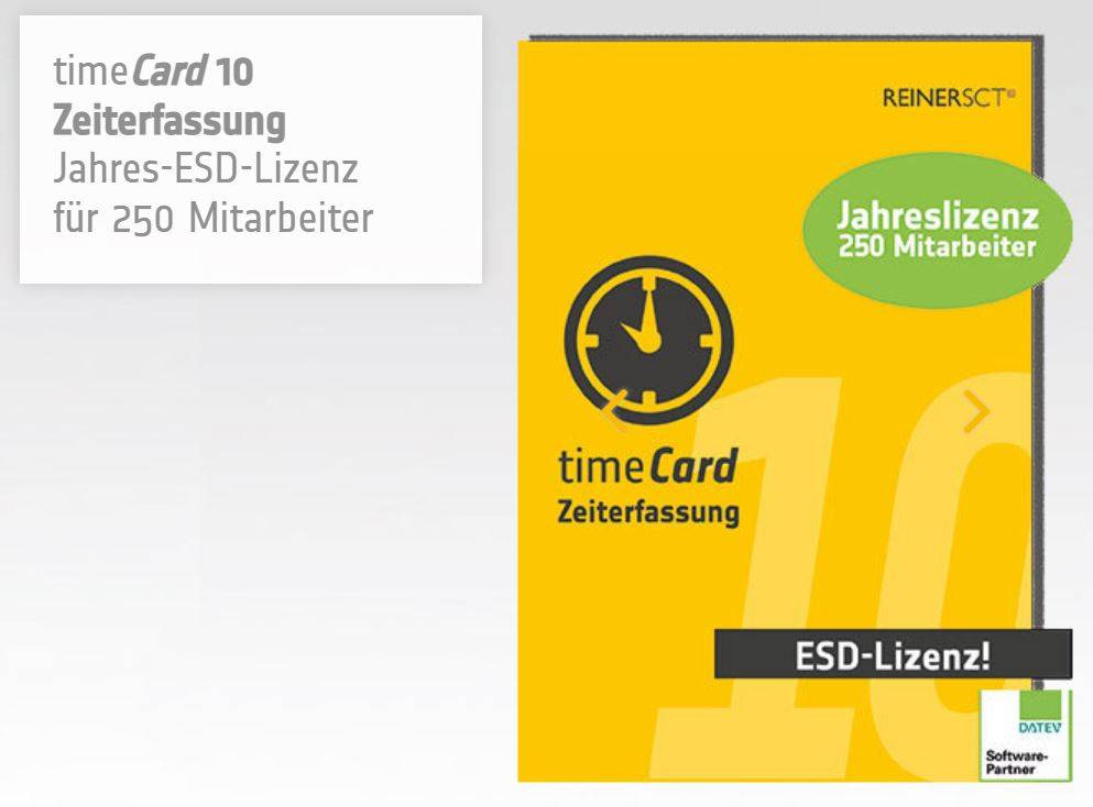 REINER SCT timeCard 10 Zeiterf. Erw. 250 MA 1 Jahr Laufzeit - 2749651-306