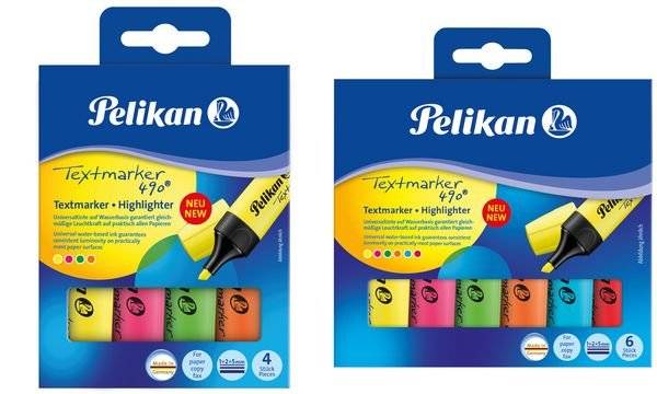 Pelikan Textmarker 490/4 Sort. 4 ST im Karton-Etui - 814058