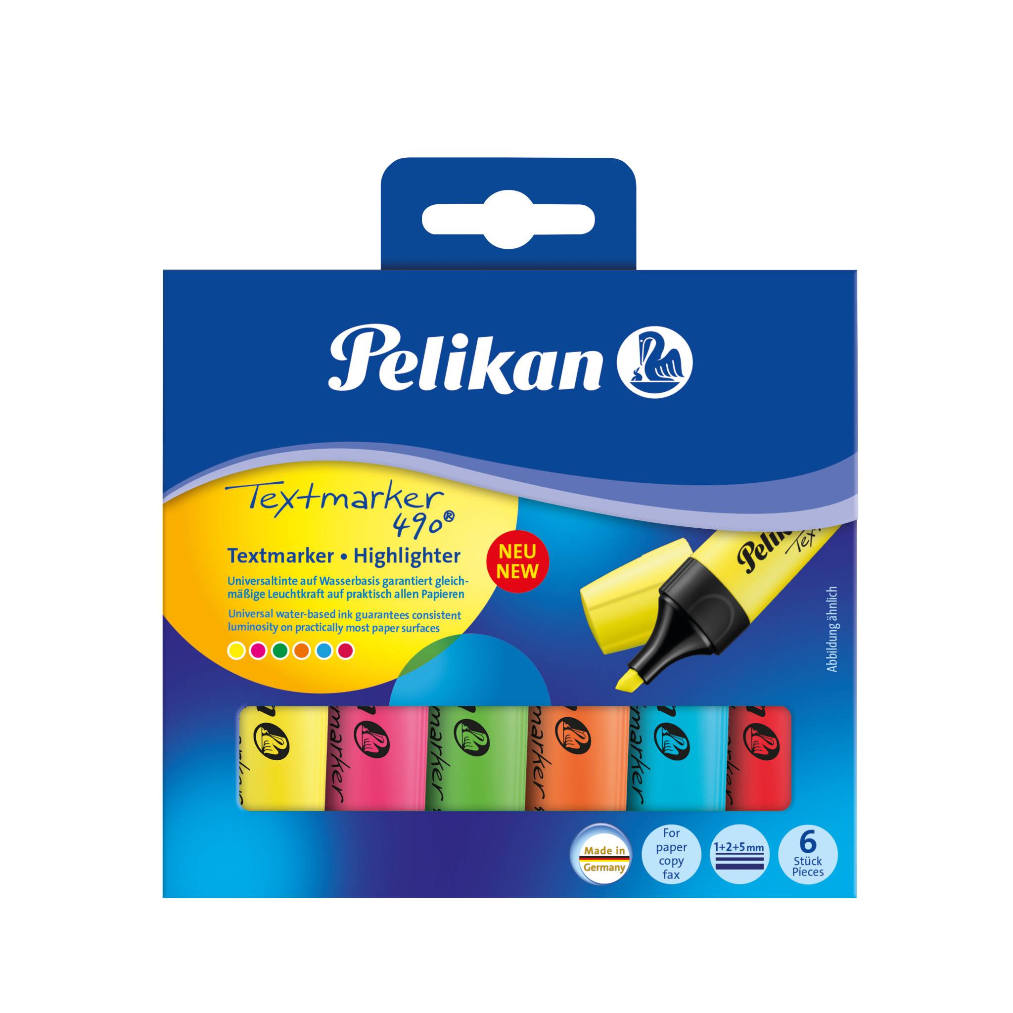 Pelikan Textmarker 490/6 Sort. 6 ST im Karton-Etui - 814065