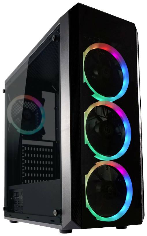 4260070127656 - Computergehäuse Gaming 703B - Quad-Luxx Midi Tower Metall Schwarz