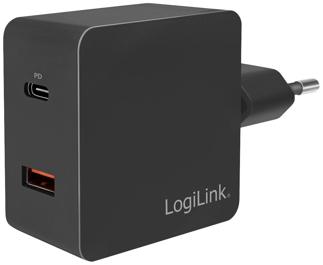 Logilink USB Steckdosenadapter 2port,USB-A(QC) USB-C 18W(PD) - PA0220