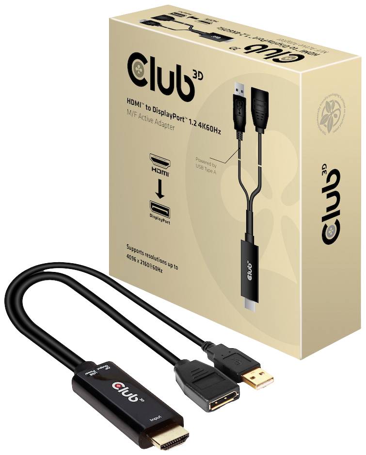 Club3D Adapter HDMI 2.0 > DP 1.2 4K60Hz HDR aktiv St/Bu retail - CAC-1331