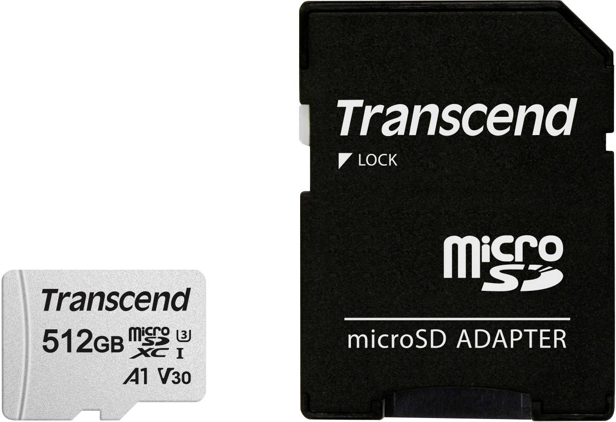 SD microSD Card 512GB Transcend SDXC USD300S-A w/Adapter - TS512GUSD300S-A