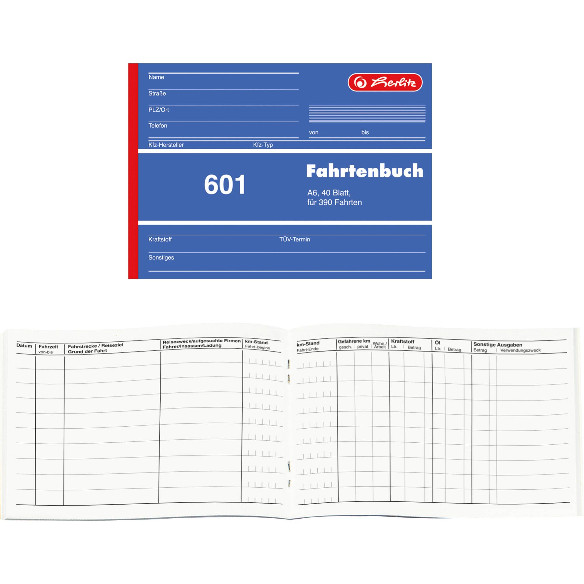 Herlitz Fahrtenbuch A6 40 Blatt 1 Stück - 840645