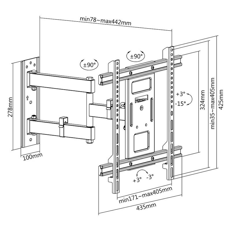 Logilink TV-Wandhalterung neigbar/schwenkbar/drehbar 32-70 - BP0112