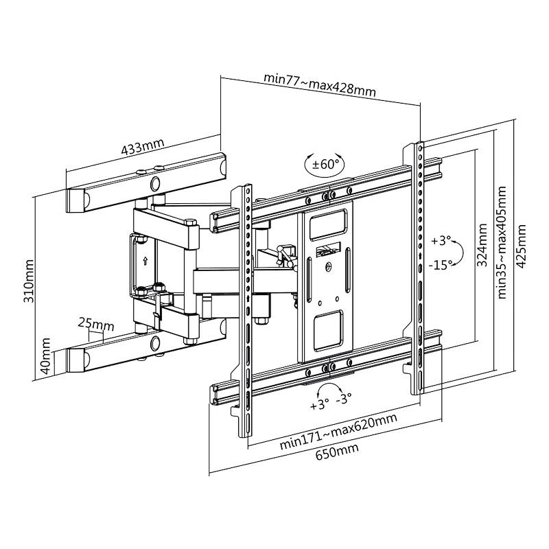 Logilink TV-Wandhalterung neigbar/schwenkbar/drehbar 37-80 - BP0114