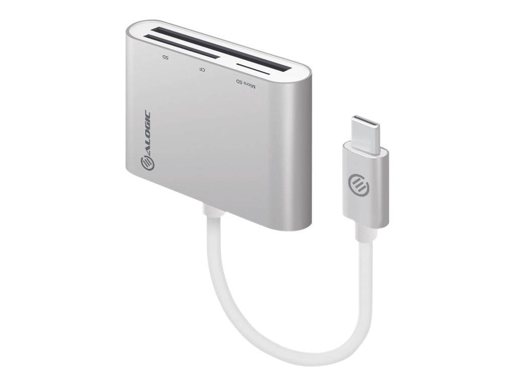 Alogic Card Reader USB-C SD, Micro SD, Compact Flash Silber - VPLUCMCR