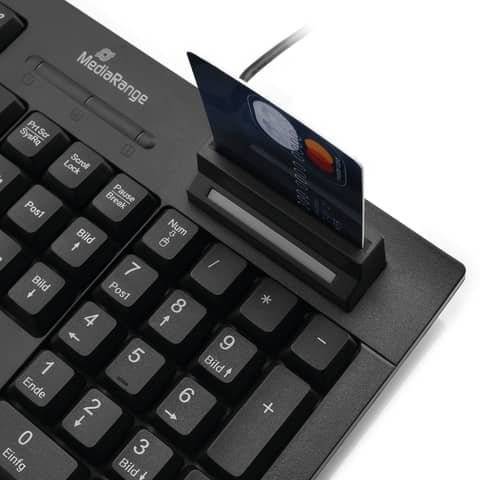 MediaRange Tastatur USB 2.0 mit Chip-Karten Terminal schwarz - MROS115