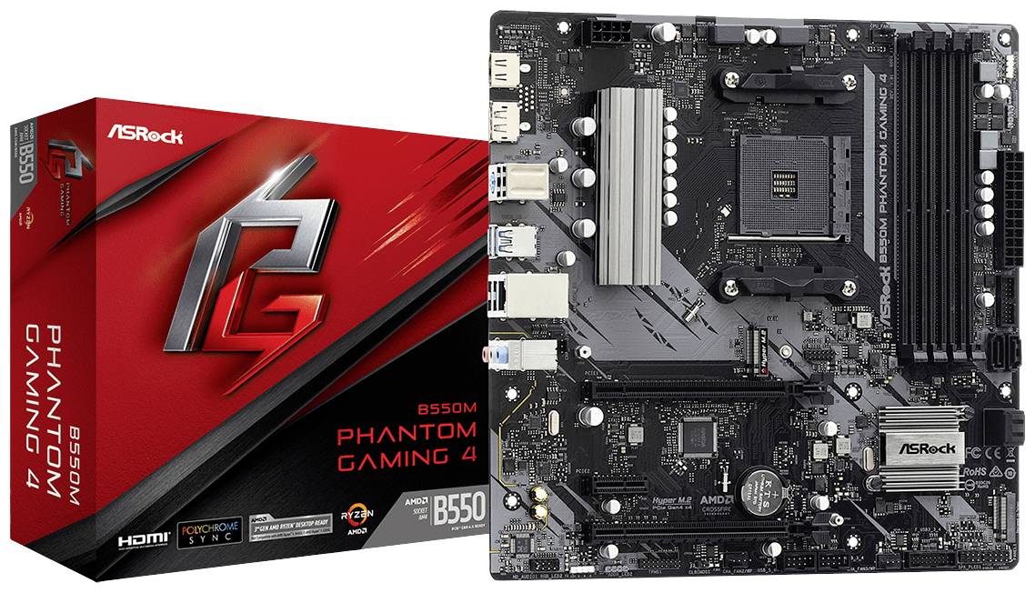 ASRock B550M Phantom Gam. 4 AM4 mATX HDMI/DP DDR4 retail - 90-MXBE90-A0UAYZ