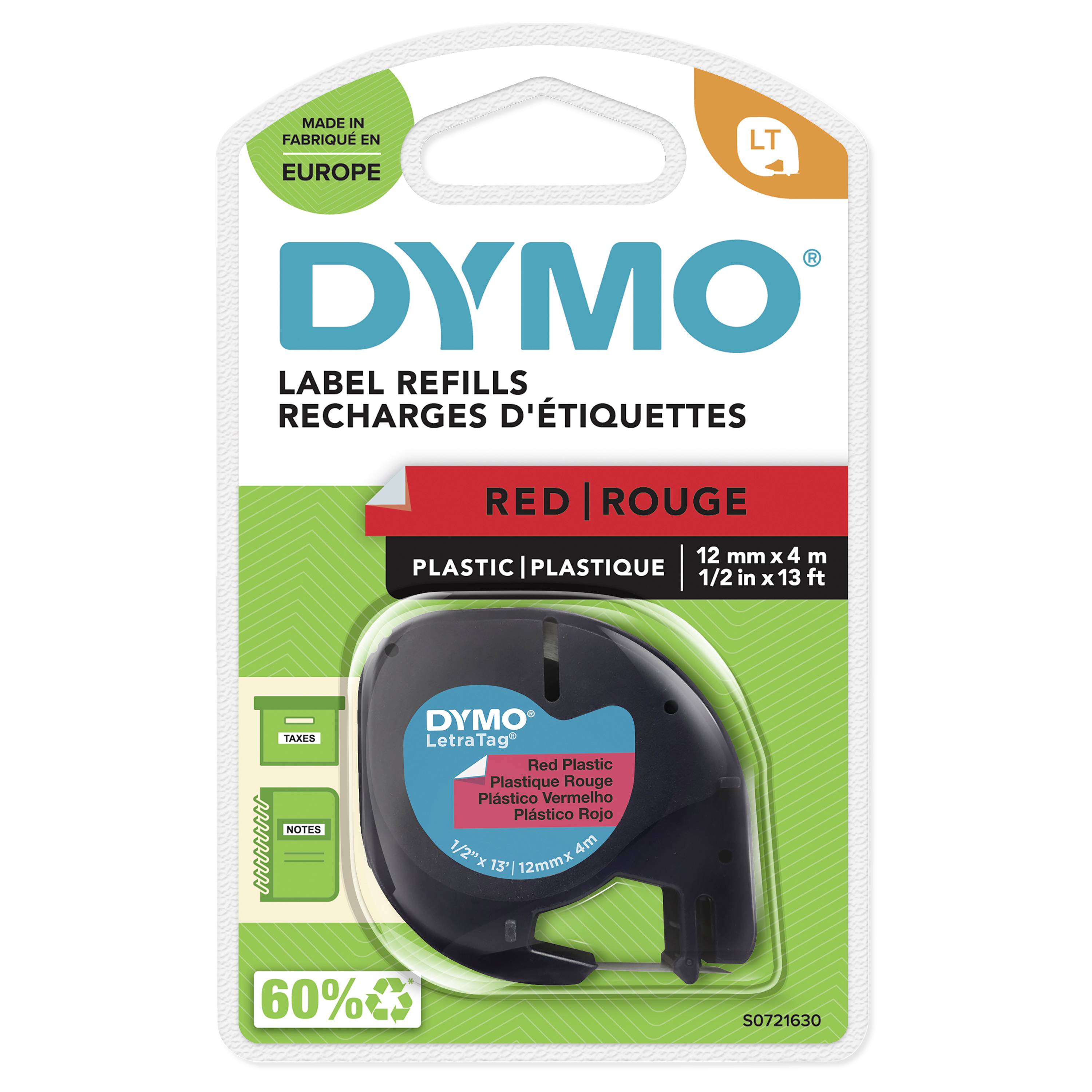 DYMO LetraTag-Band, Plastik 12mm x 4m schwarz->rot - S0721630