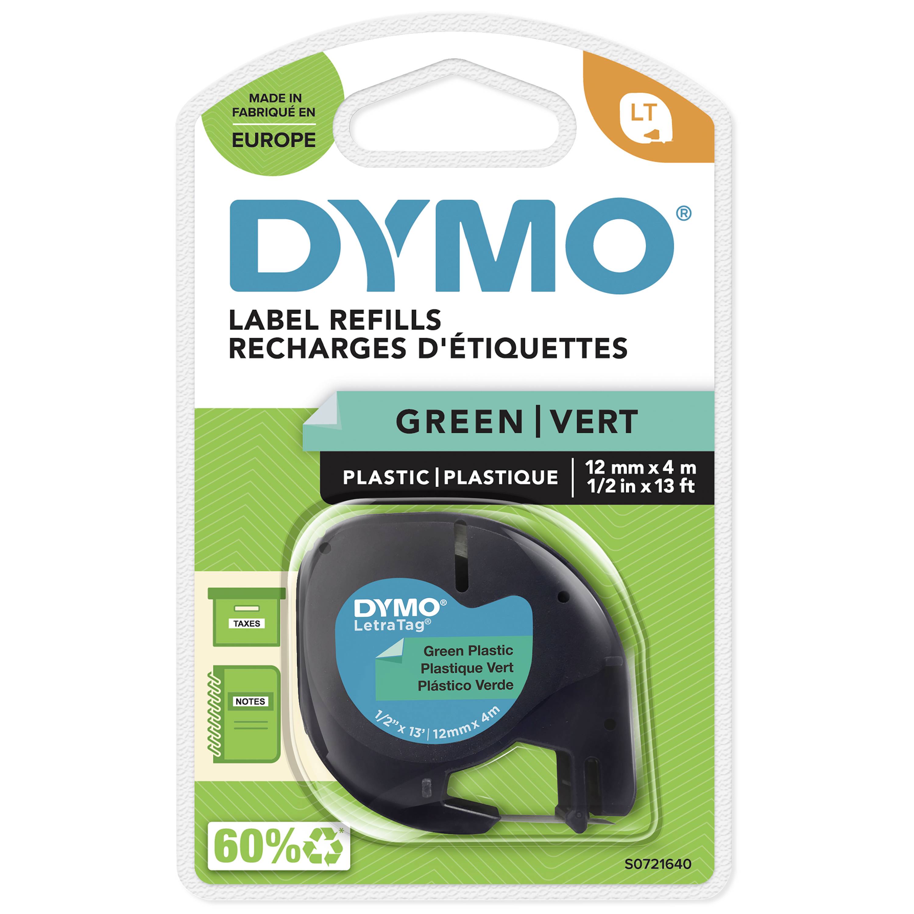 DYMO LetraTag-Band, Plastik 12mm x 4m schwarz->grün - S0721640