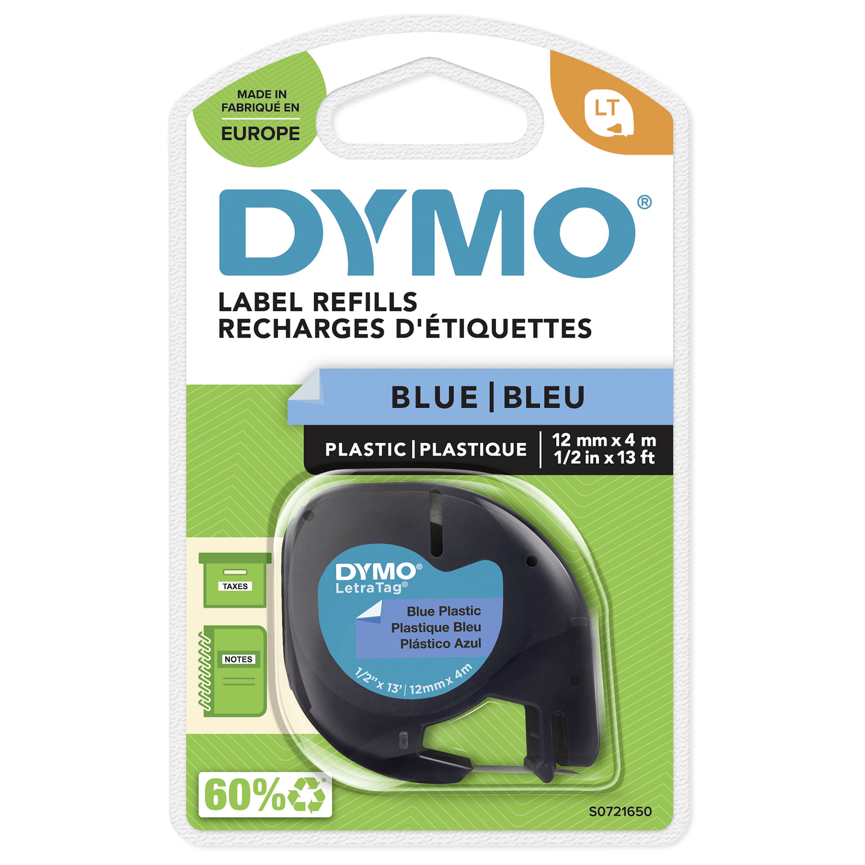 DYMO LetraTag-Band, Plastik 12mm x 4m schwarz->blau