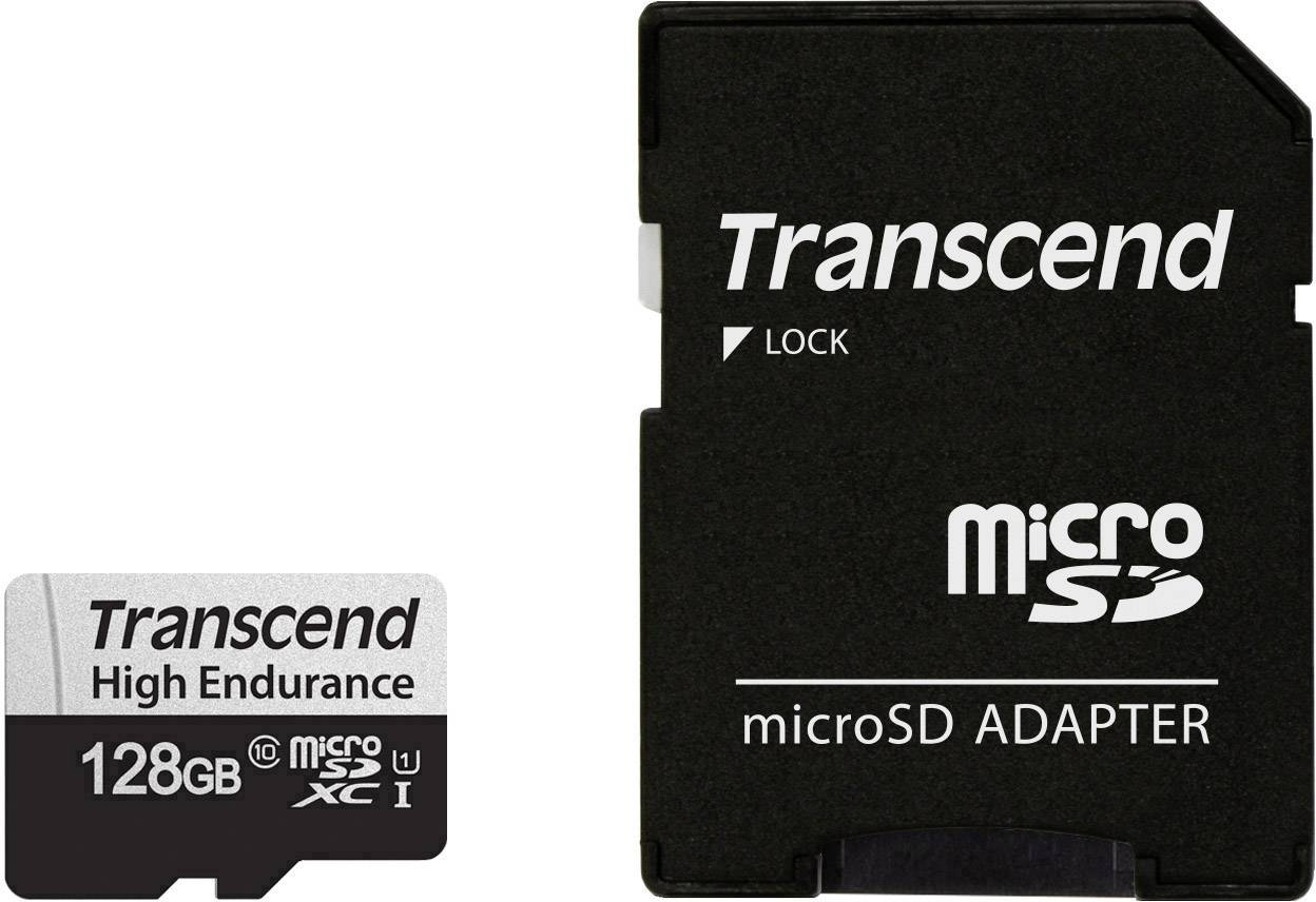 SD microSD Card 128GB Transcend SDXC USD350V w/Adapter - TS128GUSD350V