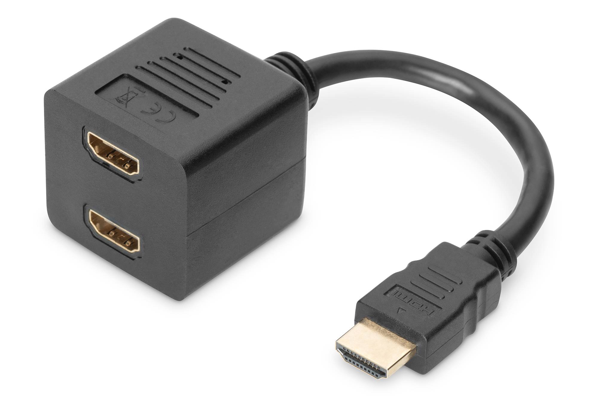 DIGITUS HDMI Y-Verteilerkabel, 0,2m, gold-schwarz - AK-330400-002-S