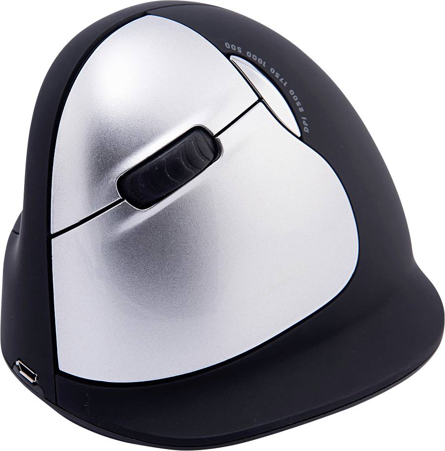 R-Go Maus HE ergonomisch links  Bluetooth groß    schw./silb