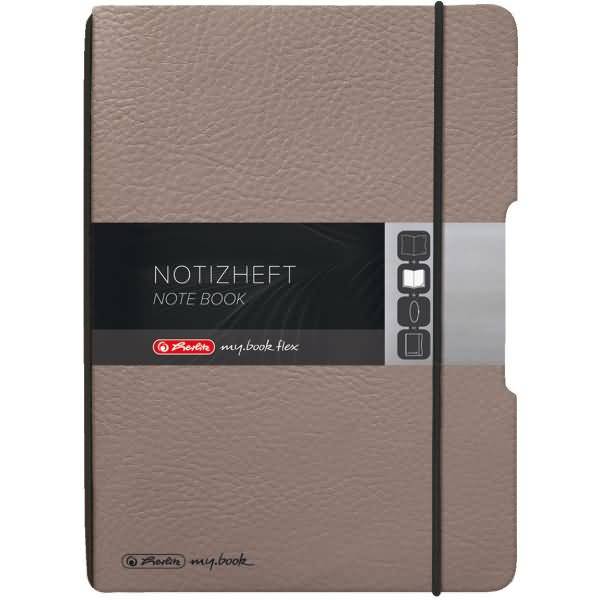 Herlitz Notizheft flex A6 40 Bl. Lederoptik FSC Mix taupe - 50033799