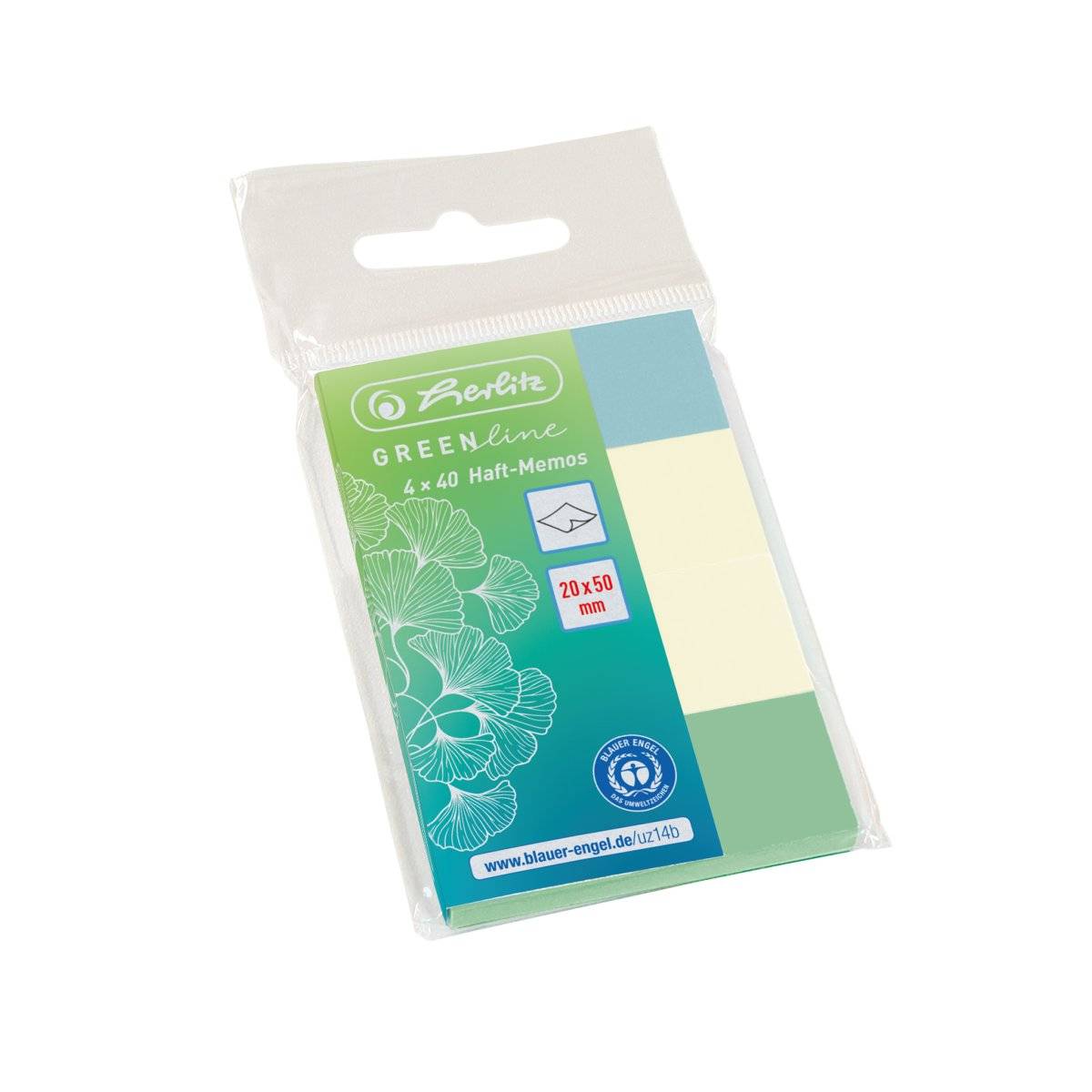 Herlitz PostIt s 20x50mm 4x40Bl. GREENline farblich sortier - 50033447