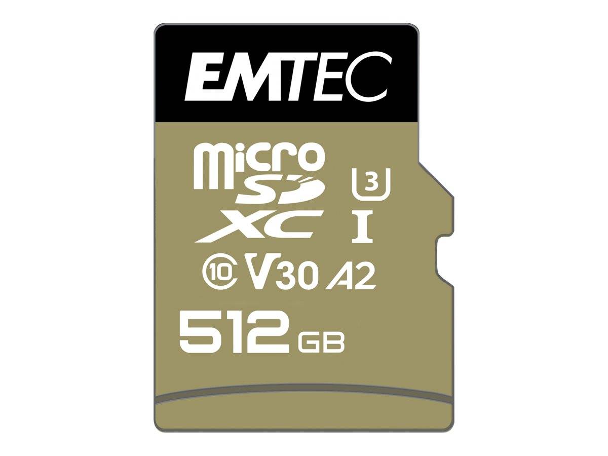 EMTEC MicroSD 512GB SDXC (CLASS10) Speedin V30 A1 4K Adapt - ECMSDM512GXC10SP