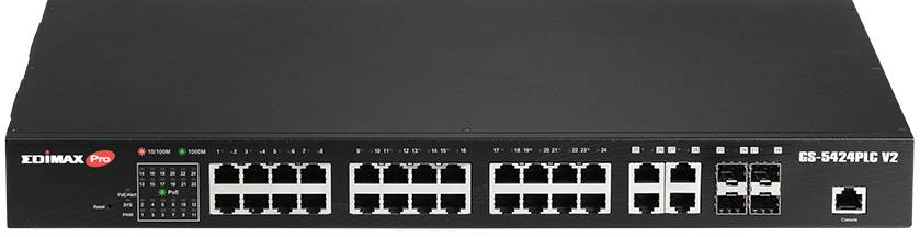 4717964704276 - EDiMAX EDIMAX GS-5424PLC V2 Commutateur réseau 24 + 4 ports 10 100 1000 Mbit s Fonction PoE (GS-5424PLC V2)