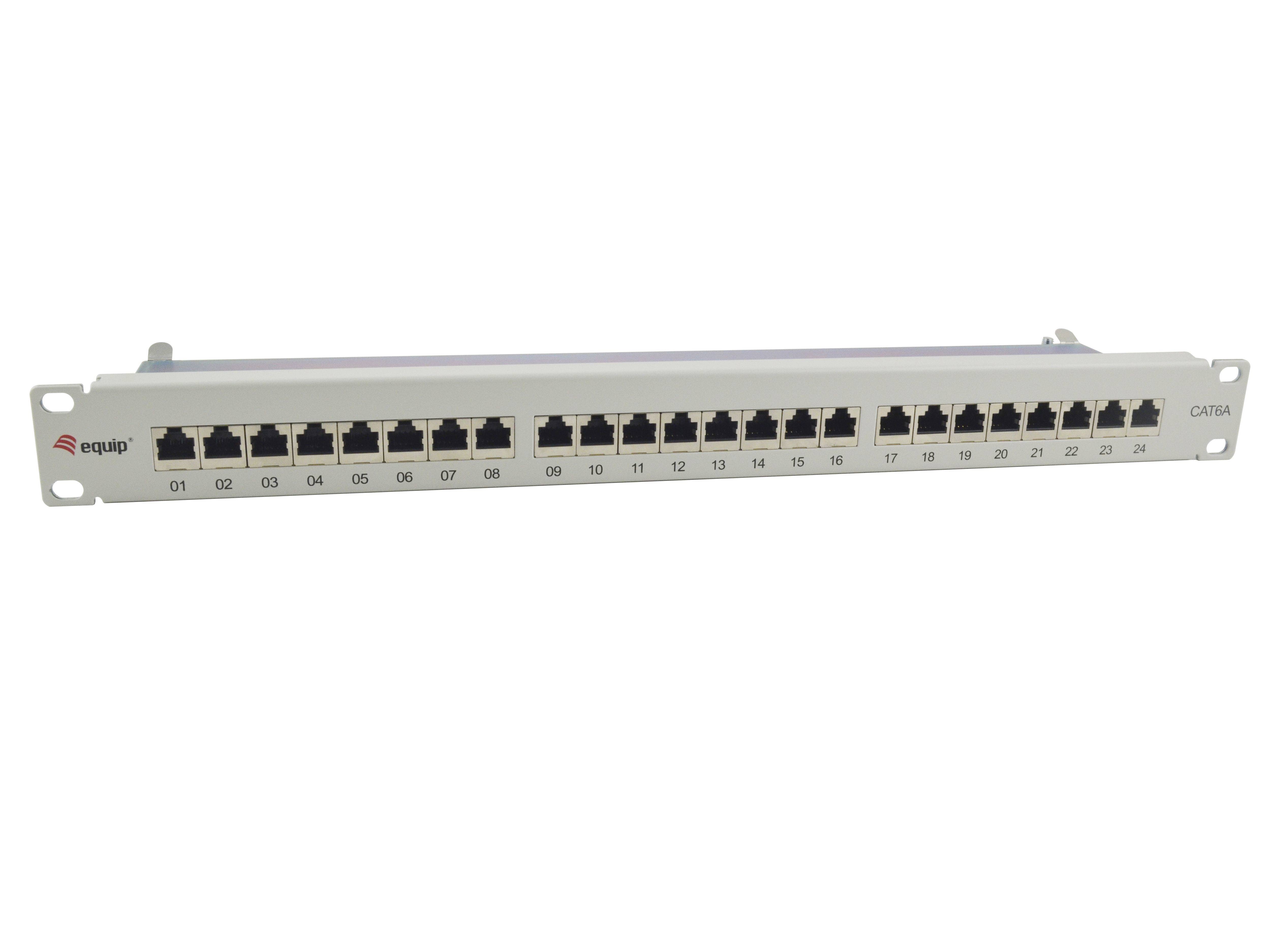 Equip Patchpanel 24x RJ45 Cat6A 19 FTP 1HE ISO/IEC hellgrau - 326525