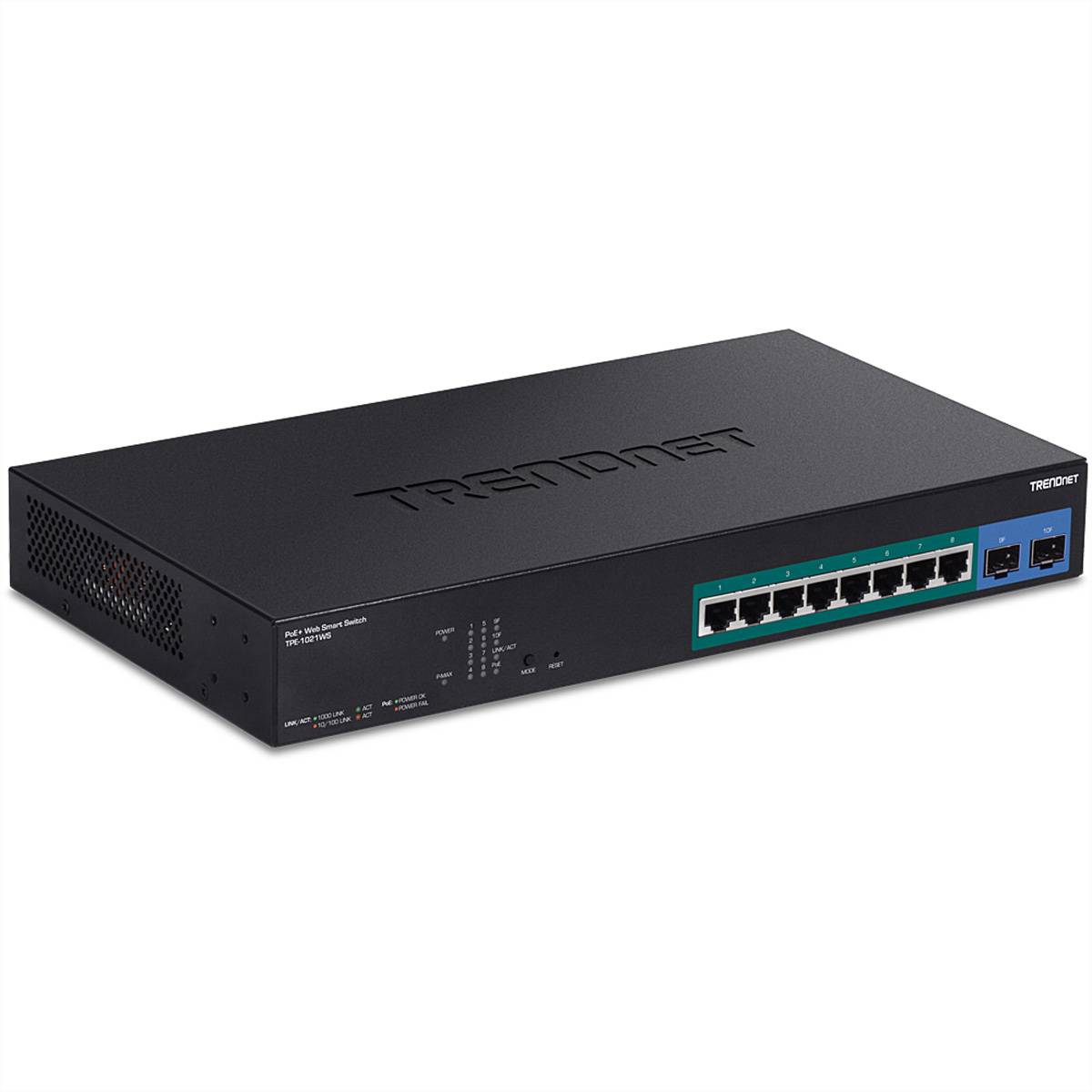 TRENDnet 10-Port Gigabit Web Smart PoE+ Switch - TPE-1021WS