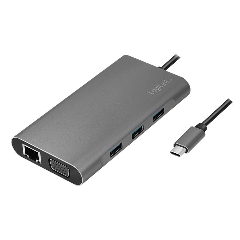 LogiLink Dockingstation USB 3.2 Gen1,USB-C, 10-Port,PD,silb.