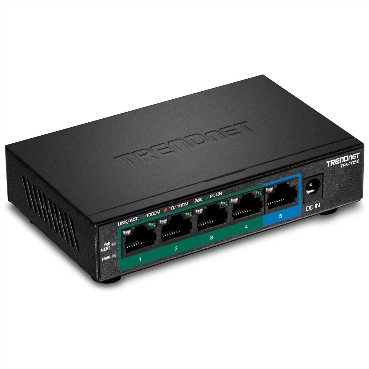 TRENDnet 5-Port Gigabit PoE+ Switch (32W) - TPE-TG52