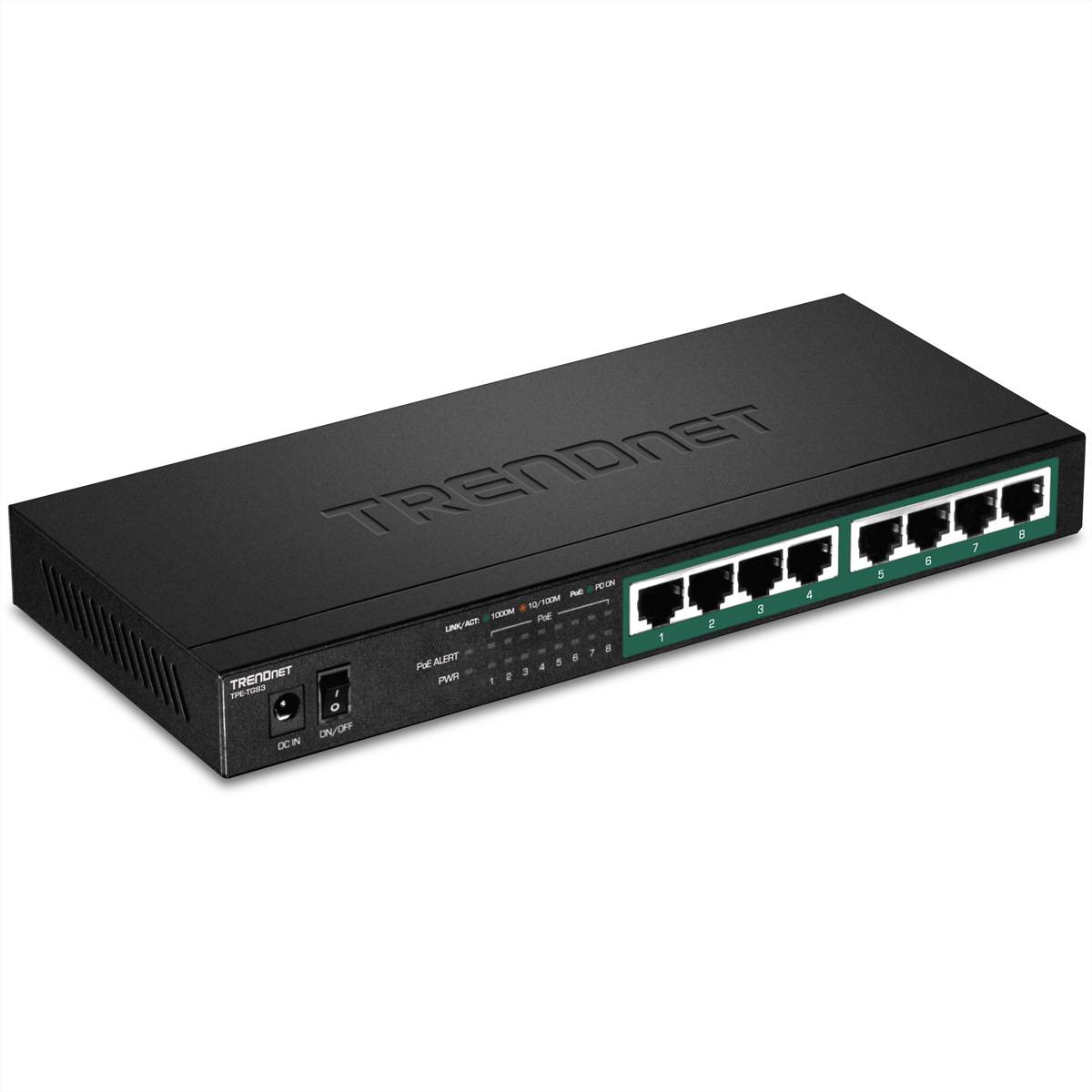 TRENDnet 8-Port Gigabit PoE+ Switch (65W) - TPE-TG83