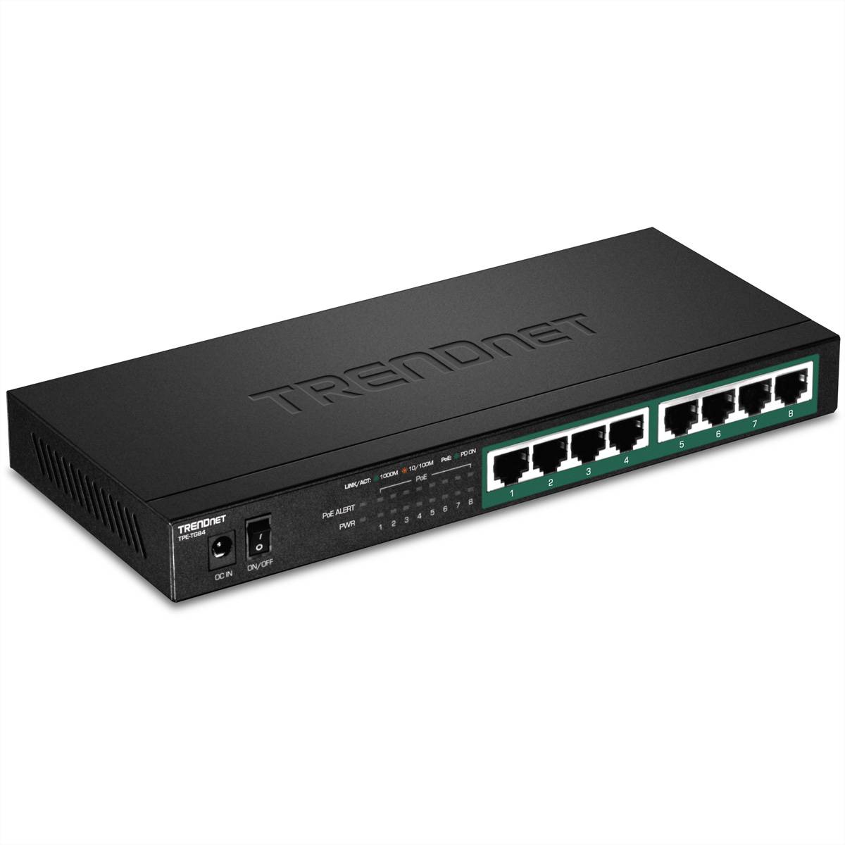 TRENDnet 8-Port Gigabit PoE+ Switch (120W) - TPE-TG84