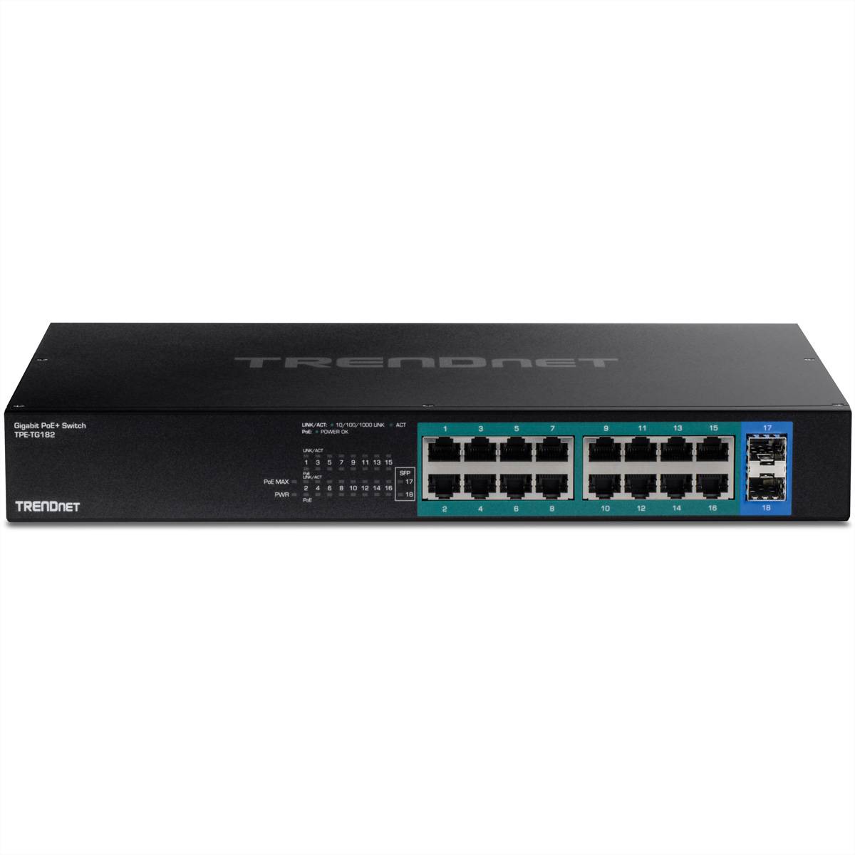 TRENDnet 18-Port Gigabit PoE+ Switch (240W) - TPE-TG182