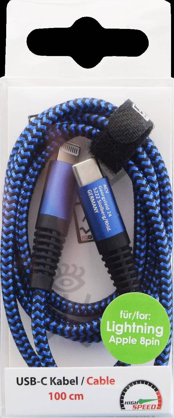 2GO USB Lade-/Datenkabel Type-C - Lightning Nylon 1m blau - 797196