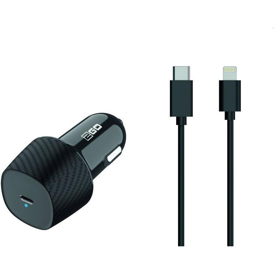 2GO KFZ-Ladegerät 3000mA USB-C inkl. Kabel USB-C Lightn. sw