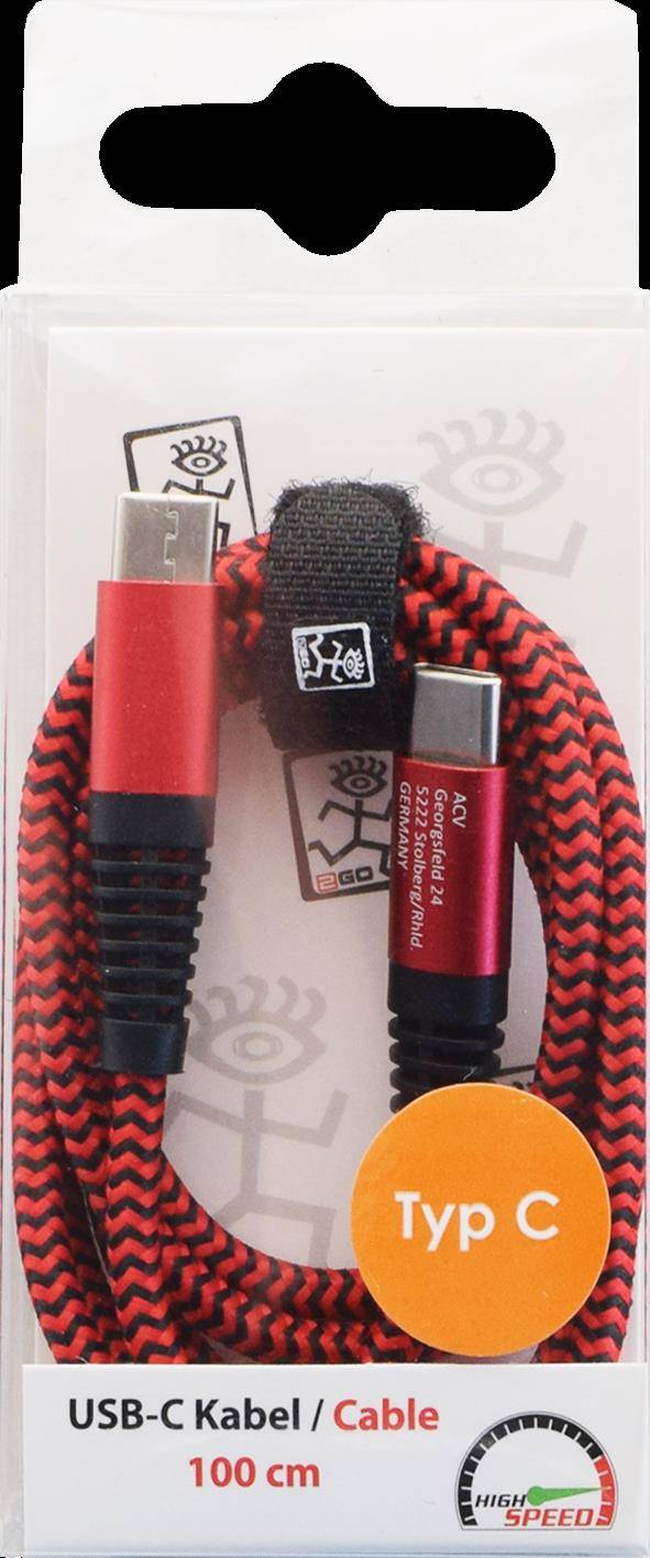 2GO USB Lade-/Datenkabel USB Type-C - USB Type-C 1m rot - 797195