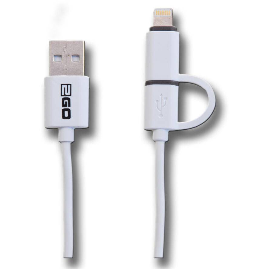 2GO 2in1 USB Lade-/Datenkabel f. Micro-USB & Apple 100cm ws - 795637