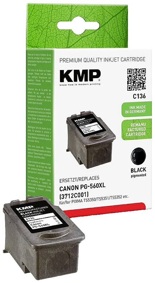 KMP Patrone Canon PG-560XL/PG560XL black 400 S. C136 refille - 1581,4001