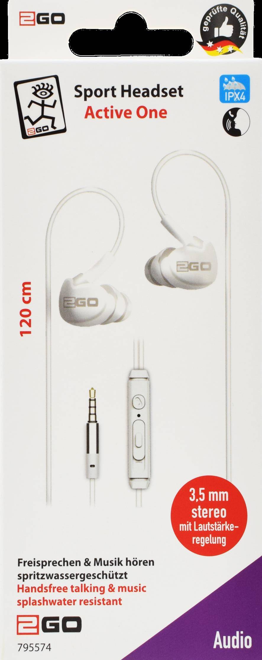 2GO In-Ear Sport-Headset Active m. Rufann.&Lautstärker. we - 795574