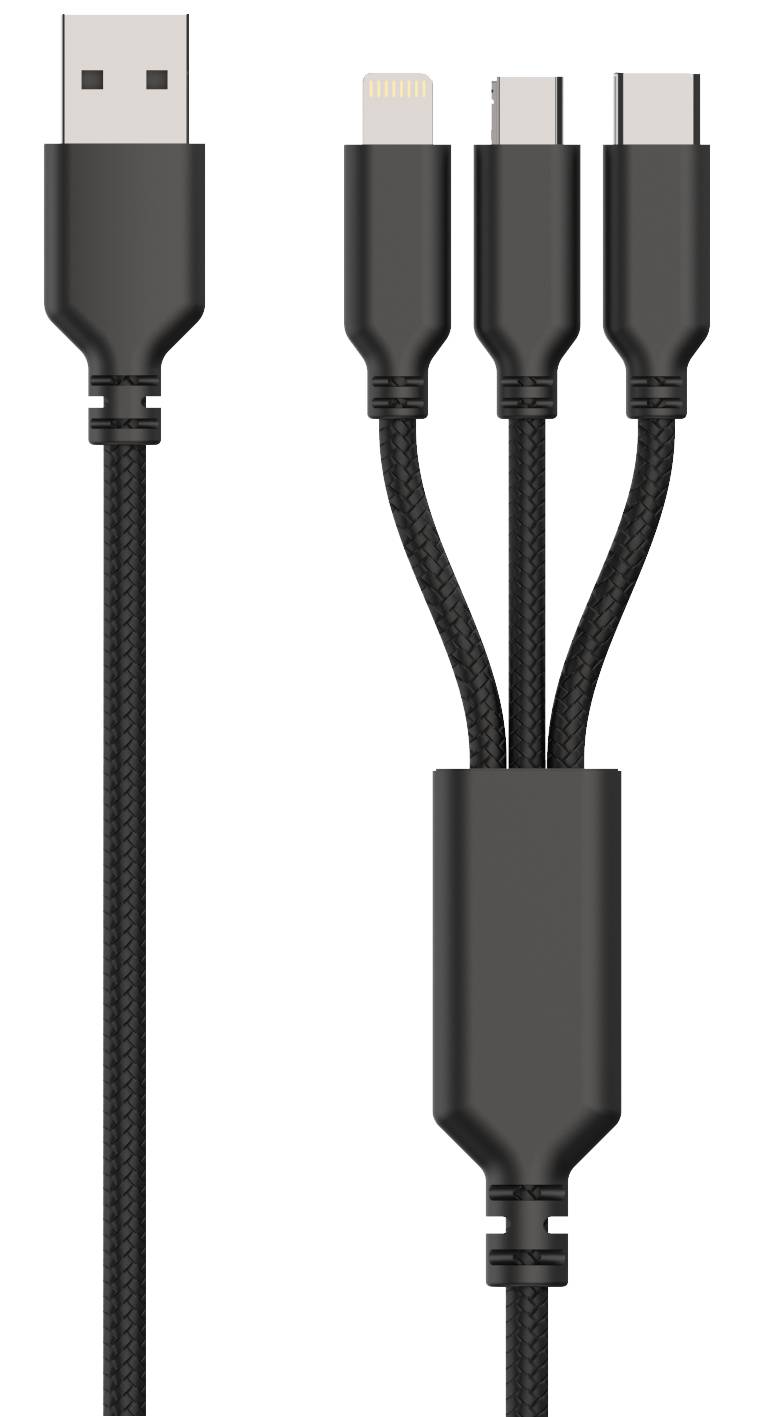 2GO KFZ-Ladegerät 3000mA 3in1 Micro-USB, Lightning, USB-C sw