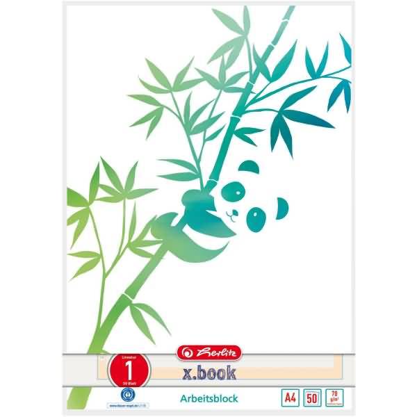 Herlitz Arbeitsblock A4 GREENline 50 Bl. Lineatur 01 Panda - 50039890