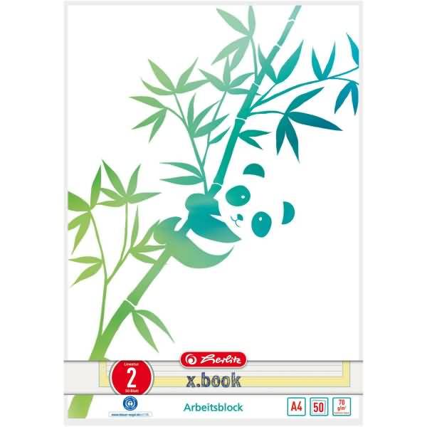 Herlitz Arbeitsblock A4 GREENline 50 Bl. Lineatur 02 Panda - 50039906