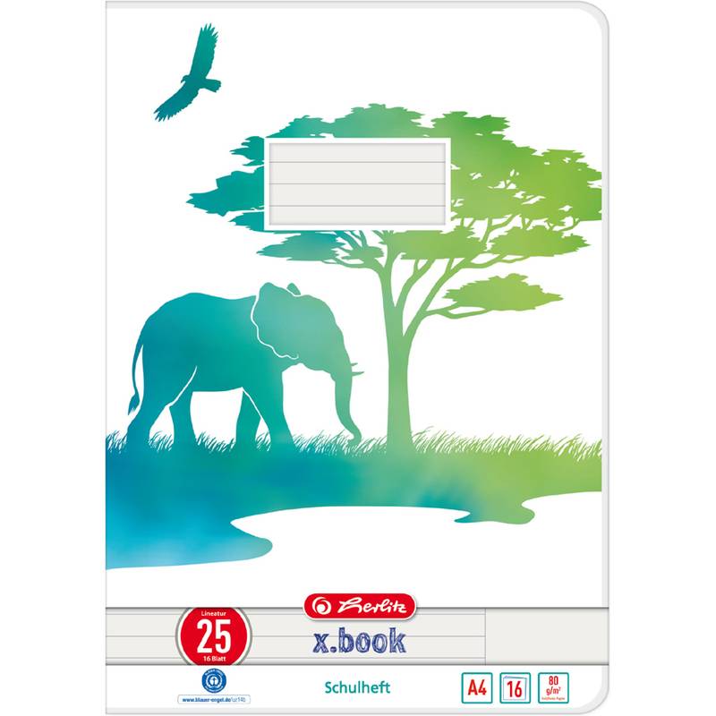 Herlitz Schulheft A4 GREENline 16 Bl. Lineatur 25 Elefant - 50039968