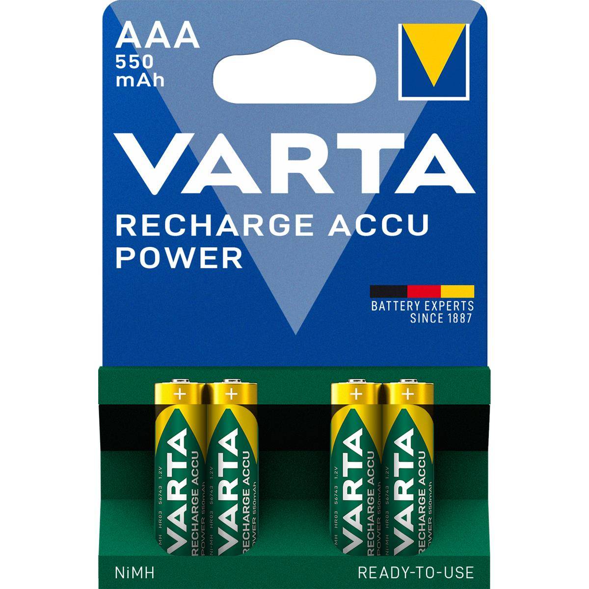 Varta Akku RECHARGE Power    AAA HR03  550mAh           4St.