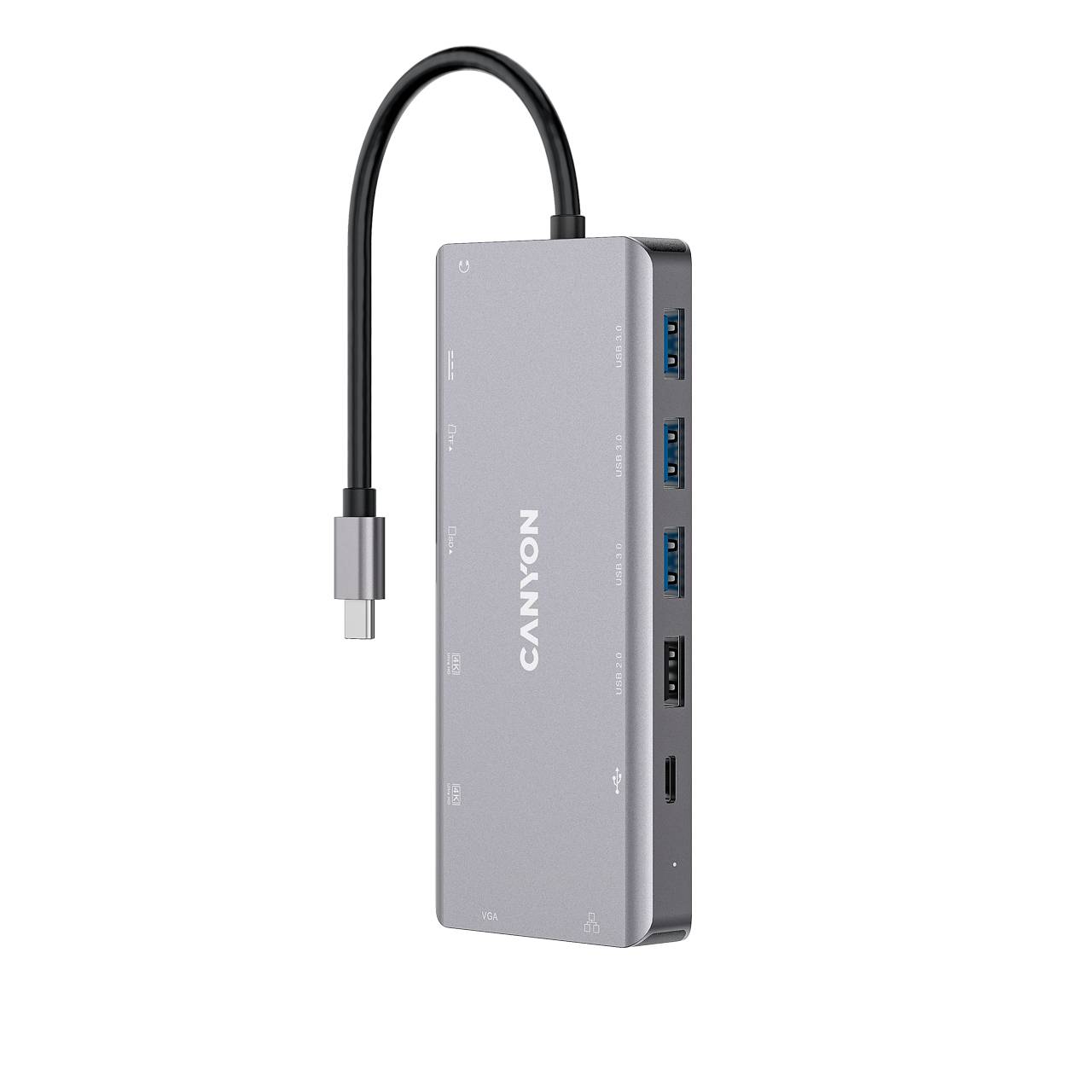 Canyon USB-13-in1 HUB USB-C > 2xHDMI/4xUSB/2xUSB-C/RJ45/VGA retail - CNS-TDS12