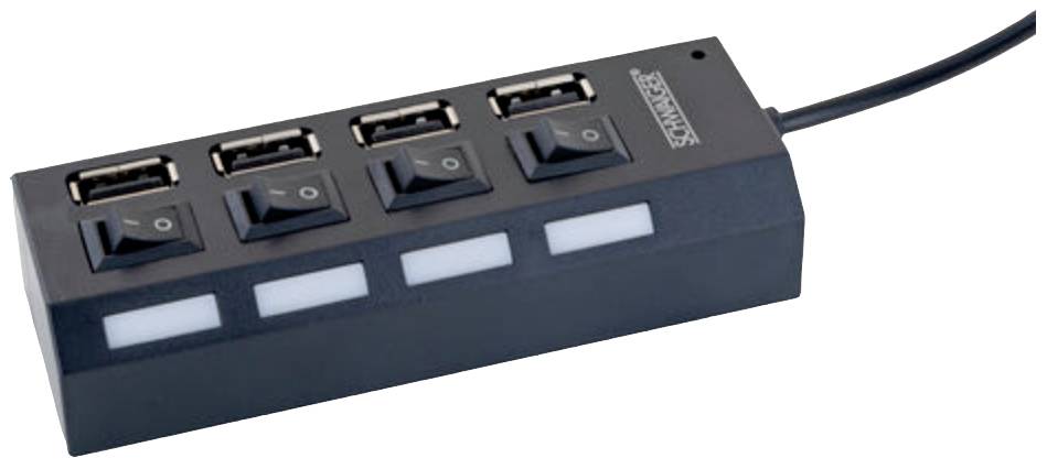 Schwaiger USB Hub 4-fach 2.0A Buchse Passiv schwarz - UH4013