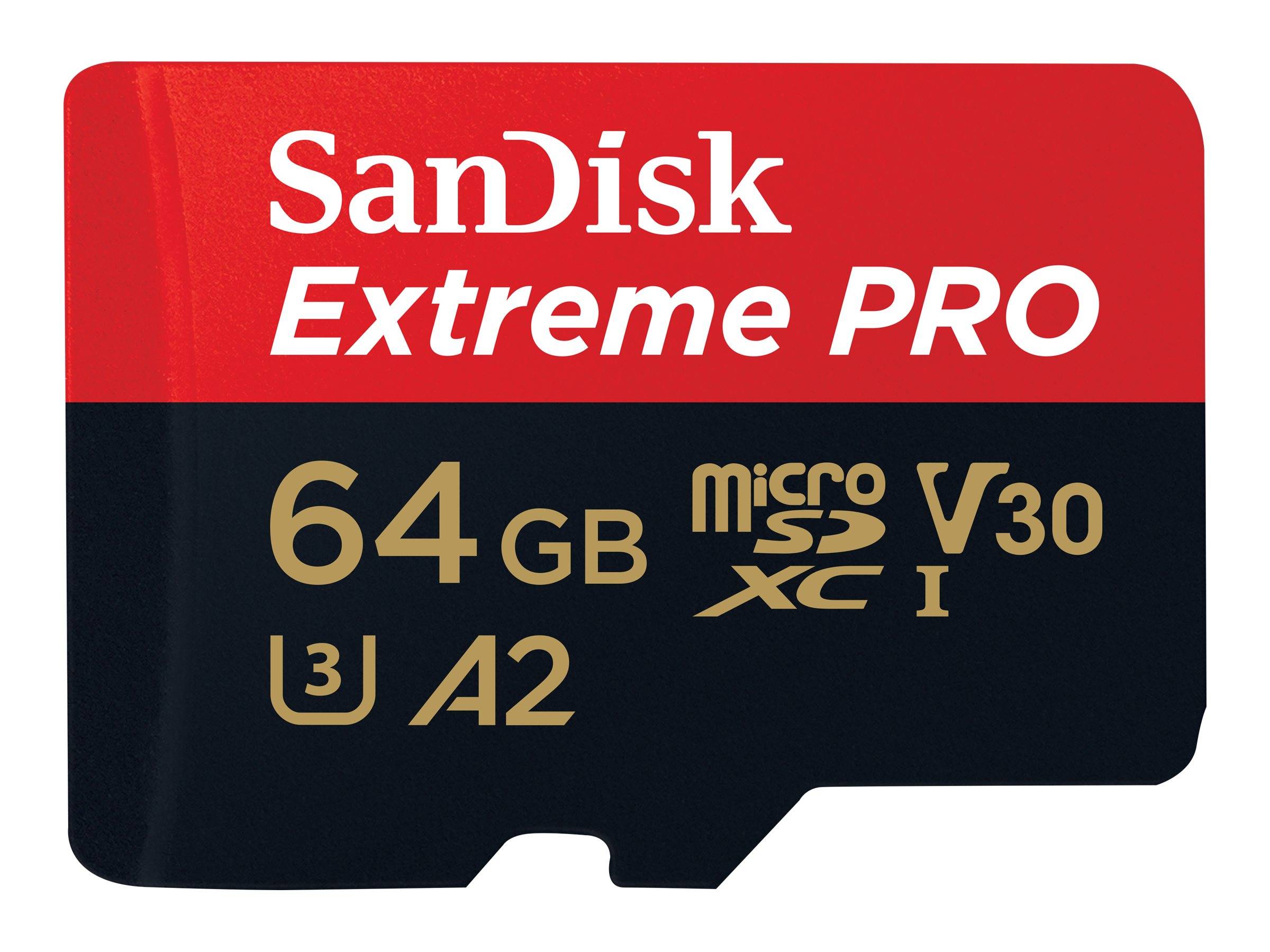 SD MicroSD Card 64GB SanDisk Extreme Pro SDXC inkl. Adapter - SDSQXCU-064G-GN6MA