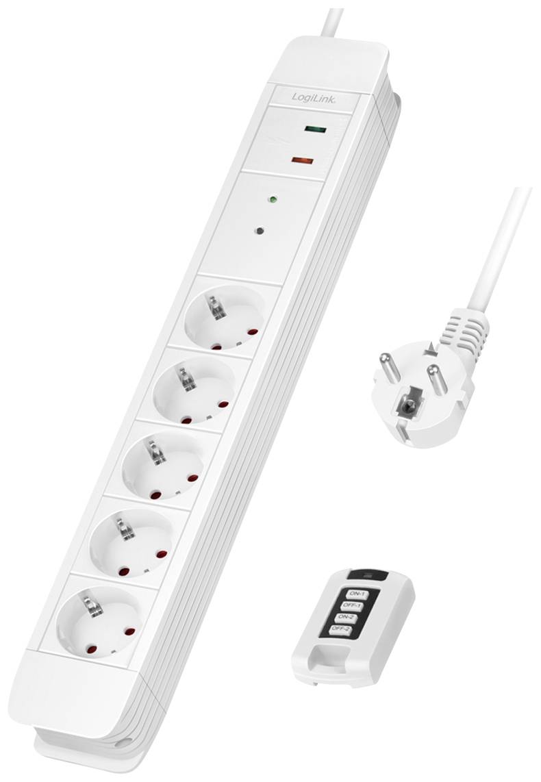 LogiLink Steckdosenleiste 5-fach,5xCEE 7/3 m.Fernbed. 1,5m - LPS402