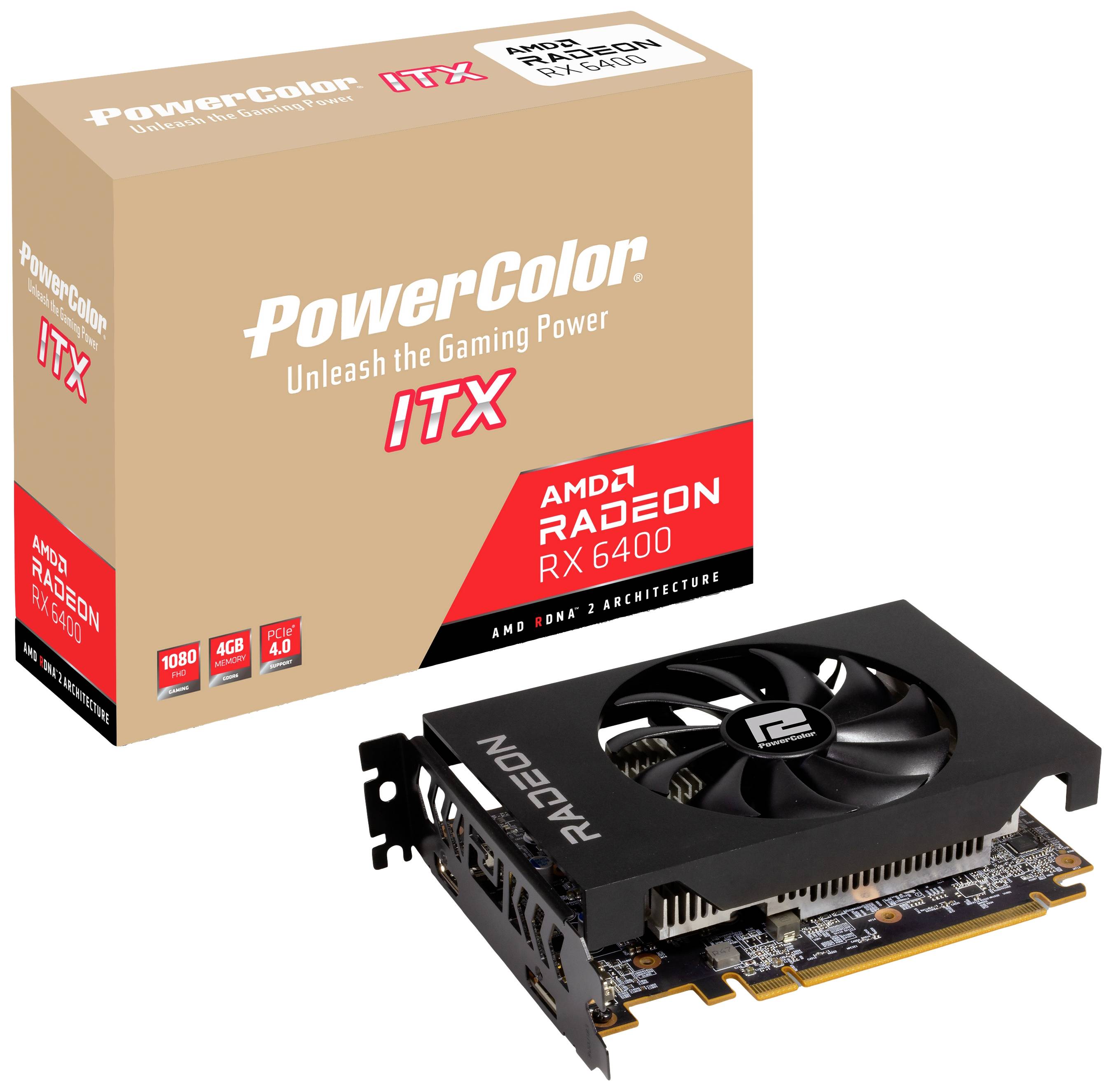 Powercolor Radeon RX6400 ITX 4GB GDDR6 HDMI DP - AXRX64004GBD6-DH