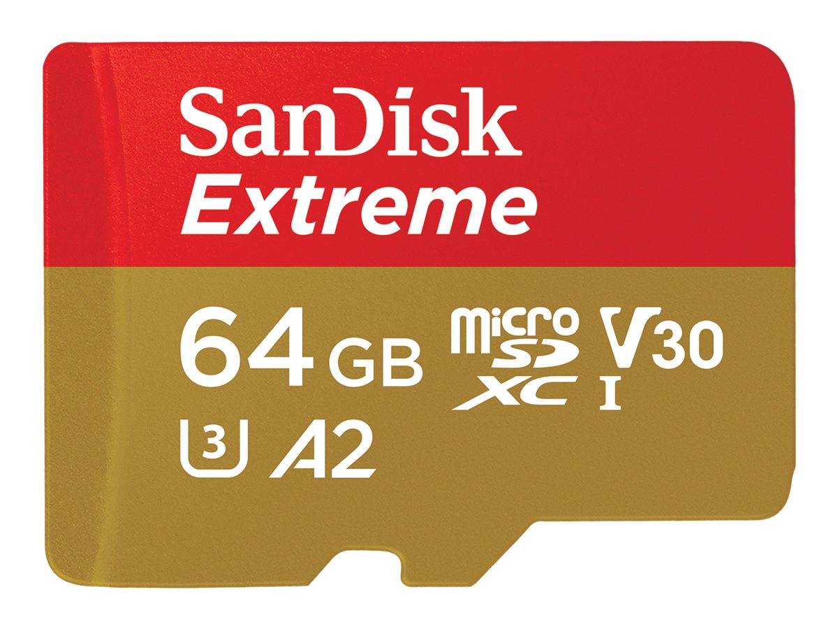 SD MicroSD Card 64GB SanDisk Extreme SDXC inkl. Adapter - SDSQXAH-064G-GN6AA