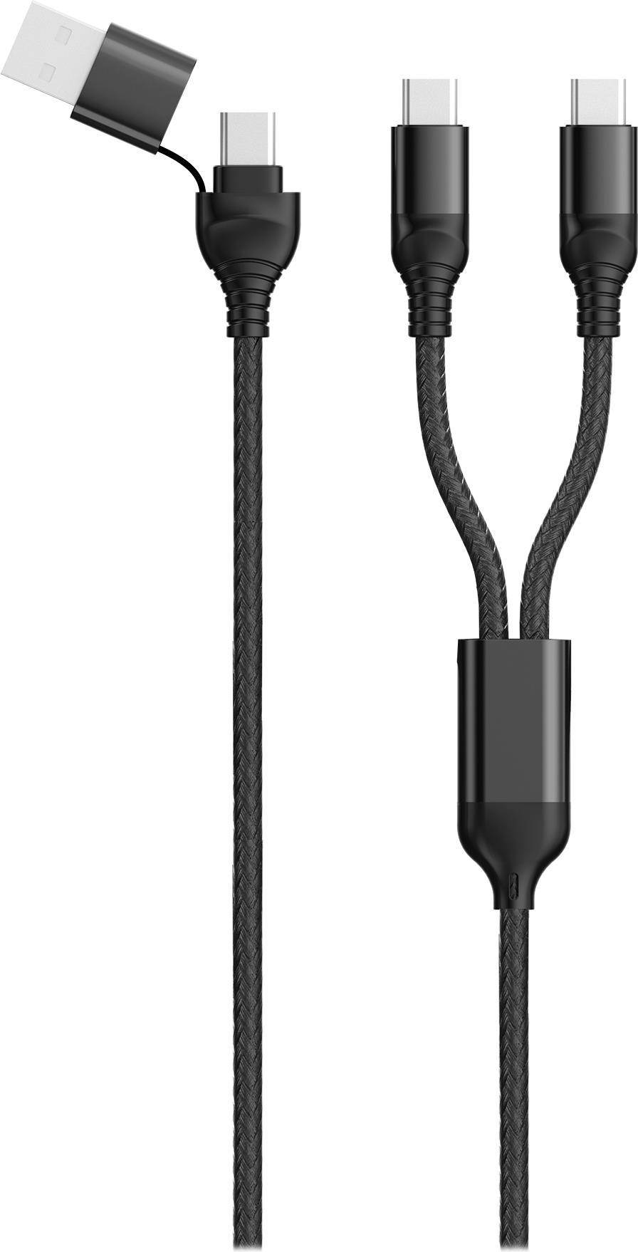 2GO USB / Type C Ladekabel DUO 2x USB-C Nylon 1,2m schwarz - 797367