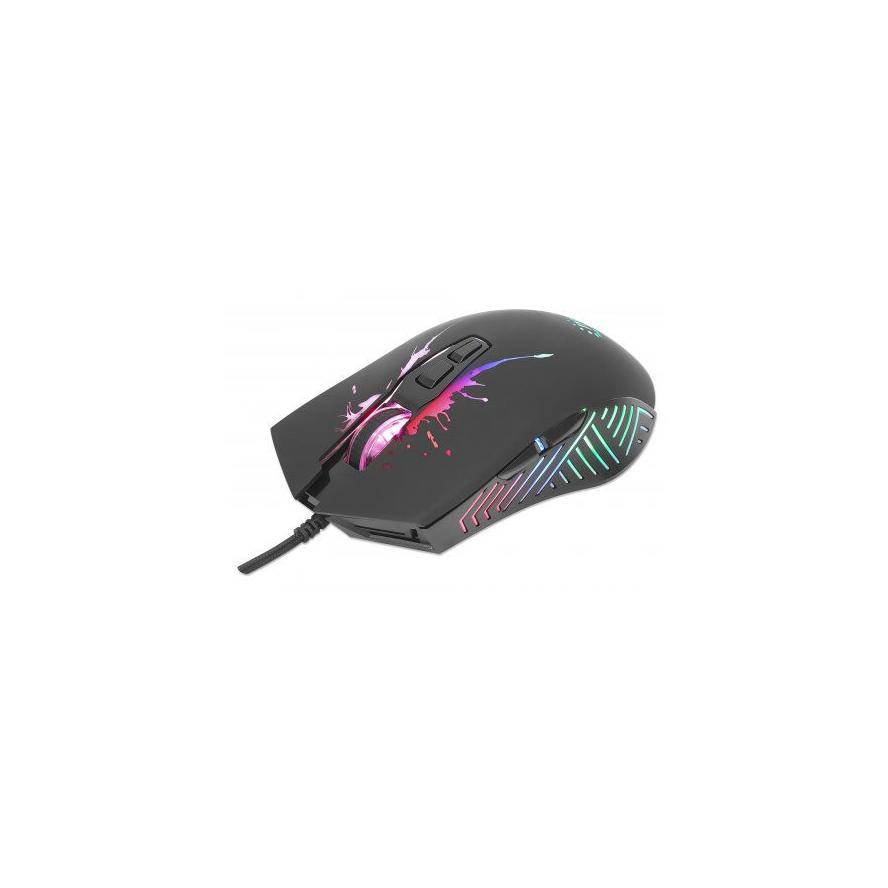 MANHATTAN Gaming-Maus 7 Tasten 7200dpi LEDs schwarz, 190220 (BILD1)